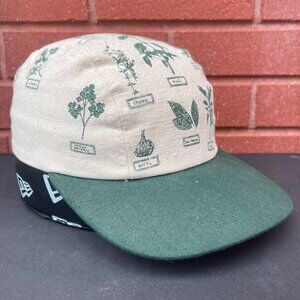 Botanical Herbs Print 5-Panel Hat – Green & Natural Canvas Cap